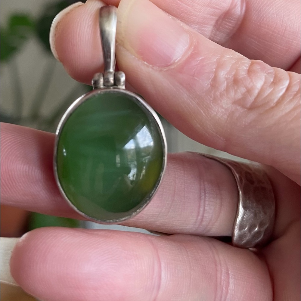 Authentic jade and sterling silver pendant
